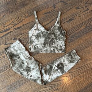 Lululemon Align Tank & Pant Set Diamond Dye Army Green Dark Olive size 6 EUC